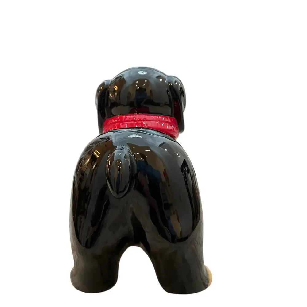 NEW Valentine's Dog Dachshund Cookie Jar Red Sweater Pink Hearts Hand Painted